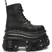 New rock militärstövlar i svart metallicläder - MILI083CCT-C4