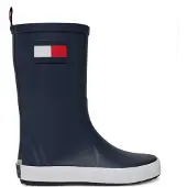 Tommy Hilfiger Gummistövel 'RUDY' blå / körsbärsröd / vit