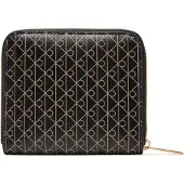 Calvin Klein Plånbok 'Coated Emblem Print Zip-around' beige / svart