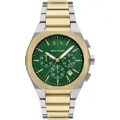 Armani Exchange Analog klocka 'RAFAEL' guld / mörkgrön / silver