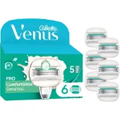 Gillette Venus Comfortglide Sensitive, Kvinna, , Vinus Comfortglide, Blå, Vit, 6 styck