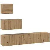 vidaXL TV-bänkset Väggmonterad 4 pcs Artisan Ek Konstruerat trä