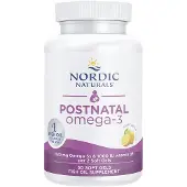 Nordic Naturals , Postnatal Omega-3, Citron, 1 120 mg, 60 Myggläder (560 mg per Mygg)