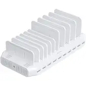 UNITEK - Laddningsstation - 60 Watt - 2.4 A - USB BC 1.2 - 10 utdatakontakter (USB) - molnvit