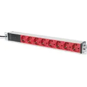 Digitus Professional DN-95410-R - Effektband (kan monteras i rack) - AC 220-240 V - 4000 Watt - ingång: IEC 60320 C14 - utgångskontakter: 8 (power CEE 7/7) - 1U - 19 - 2 m sladd - röd