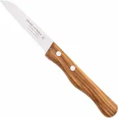 Knivesandtools Traditional Serrated Paring Knife, stainless steel, olive wood, serrated utility knife