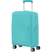 American Tourister Sounbox Spinner Expandable (4 wheels) 55cm, Vagn, Hårt skal, Blå, Poolside Blue, Liten, Polypropylen (PP)