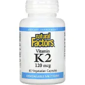 Natural Factors , Vitamin K2, 120 mcg, 60 Vegetariska kapslar