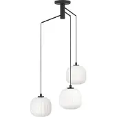 Eglo MANTUNALLE 3L klusterhänglampa i enkel svart design med vita glasskärmar