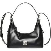 Calvin Klein Monogram Logo Emblem Leather Small Shoulder Bag
