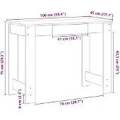 vidaXL Skrivbord sonoma-ek 100x45x75 cm konstruerat trä