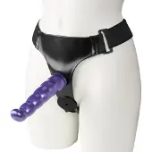 Baseks Double Strap-On Harness med Dildos - SvartLila - SvartLila
