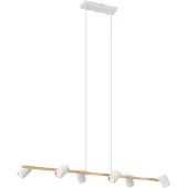 QAZQA Modern pendellampa trätryck med vit 6-ljus - Jeana Straight