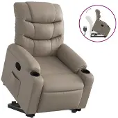 vidaXL Reclinerfåtölj med uppresningshjälp cappuccino konstläder