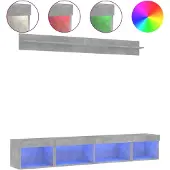 vidaXL Tv-bänk 5 delar LED betonggrå konstruerat trä