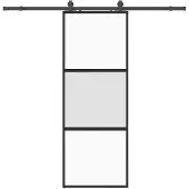 vidaXL Skjutdörr med beslag svart 76x205 cm härdat glas