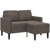 vidaXL 2-sitssoffa med schäslong L-formad mörkgrå 125 cm konstläder