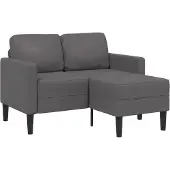 vidaXL 2-sitssoffa med schäslong L-formad grå 125 cm konstläder