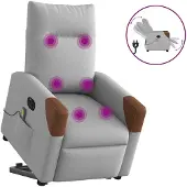 vidaXL Elektrisk massagefåtölj med uppresningshjälp molngrå tyg
