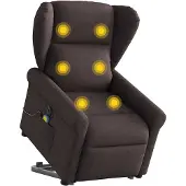 vidaXL Elektrisk massagefåtölj med uppresningshjälp mörkbrun tyg