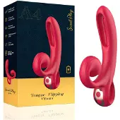 Sweet Play - rabbitvibrator med klitorisstimulans - silikon röd