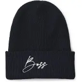 BOSS Equestrian ribbed beanie hat with embroidered logo