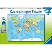 Ravensburger Pussel - 200 Delar - Världskarta - - One Size - Pussel