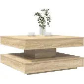 vidaXL Soffbord 360 grader vridbart sonoma-ek 70x70x34,5 cm