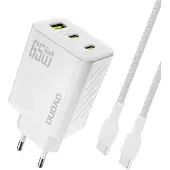 Dudao 65W GaN Väggladdare med USB-C, USB-A och USB-C-kabel – Vit