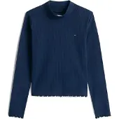 Tommy Hilfiger Essential Ruffle Ribbed Long Sleeve Top