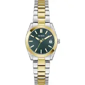 GUESS Analog klocka 'Alice' guld / mörkgrön / silver