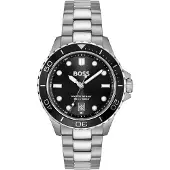 BOSS TROPER SPORT Black-dial watch with steel bracelet