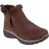 SKECHERS för kvinnor. 167862 Relaxed Fit Easy Going Cool Zip Ankle Booties i läder brun (39), Hud, 3 till 5 cm, Casual
