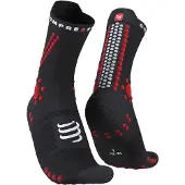 Compressport - Trail running kläder - Pro Racing Socks V4.0 Trail Black/Red för Unisex - Storlek 45-48 - Svart