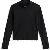 Tommy Hilfiger Essential Ruffle Ribbed Long Sleeve Top