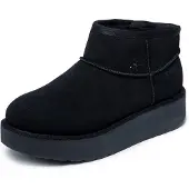 SKECHERS Keep Cozy Läder Kvinnor Svarta Vinter Ankelstövlar