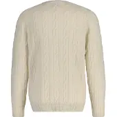 Gant för män. 8050213 Rundhalsad tröja i vit fårull med åttor i stickat tyg (S), Casual