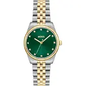 BOSS Green-dial watch with two-tone bracelet