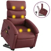 vidaXL Lyftbar Massagestol, Fällbar, Vinröd, Konstläder