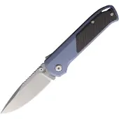 Flytanium Arcade Shark-Lock 1307 Stonewashed, Blue Aluminum Carbon Inlay, pocket knife