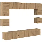 vidaXL TV-bänkset Väggmonterad 8 pcs Artisan Ek Konstruerat trä