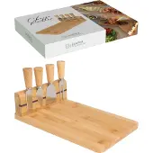 Excellent houseware Skärbräda Excellent Houseware bambu för servering med knivar för ost 30x21 cm