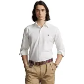 Ralph Lauren för män. 710772290003 Oxfordskjorta i skräddarsydd passform vit (M), Casual, Bomull, Lång ärm