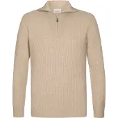 Profuomo Half Zip Tröja Ull Sand Beige Storlek
