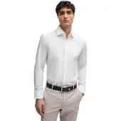 BOSS Slim-fit shirt in easy-iron stretch-cotton poplin