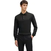 BOSS Long-sleeved polo shirt in interlock cotton with logo