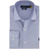 Ralph Lauren för män. 712827064001 Slim fit poplinskjorta blå (43), Casual, Bomull, Klassisk, Lång ärm