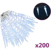 vidaXL Julislampa 200 LED-lampor kallvit 20 m akryl PVC