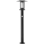 LINDBY Gregory LED-vägglampa, 76cm, sensor, mörkgrå, IP44, Svart, Rostfritt stål, Modern