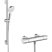Hansgrohe Crometta fristående duschsystem med Vario duschset 65 cm och Ecostat 1001 CL termostatblandare